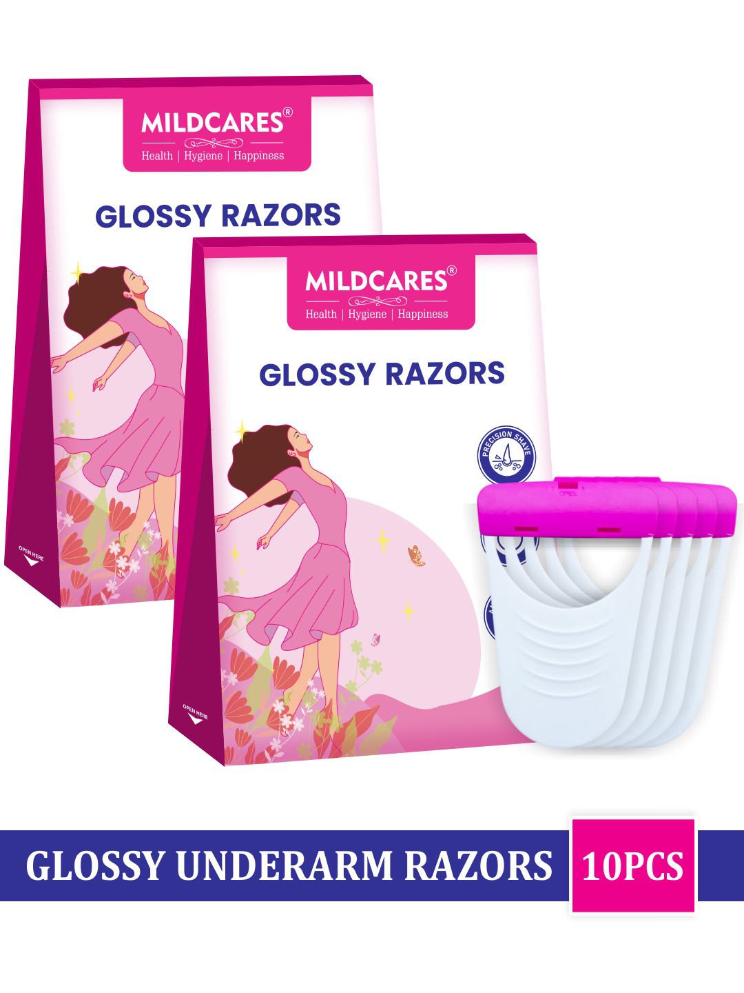 MILDCARES Set of 10 No Cut Safe & Comfortable Water Resist Underarm Hair Removal Razor