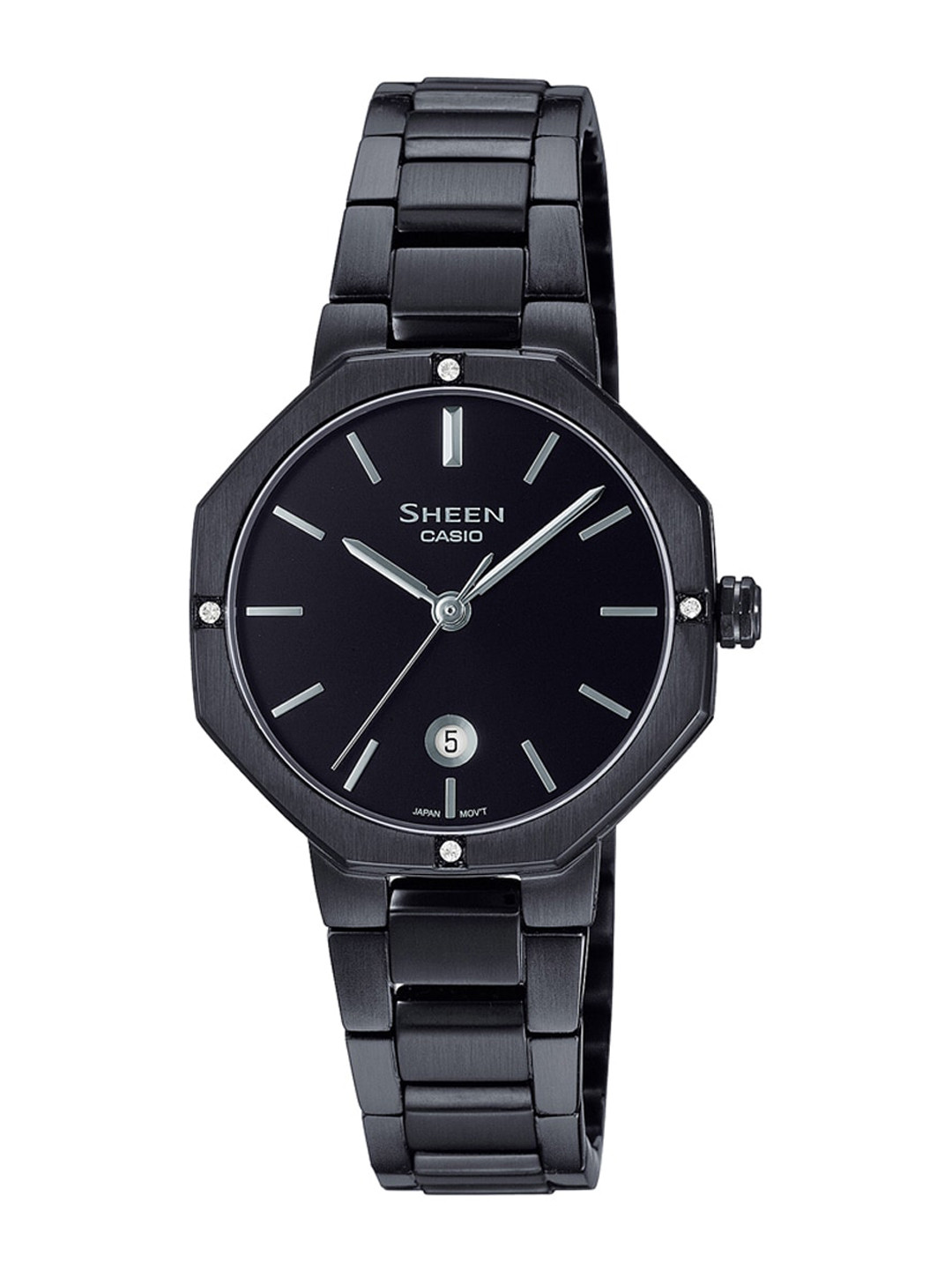 CASIO Women Black Dial & Black Stainless Steel Bracelet Style Straps Analogue Watch SH243