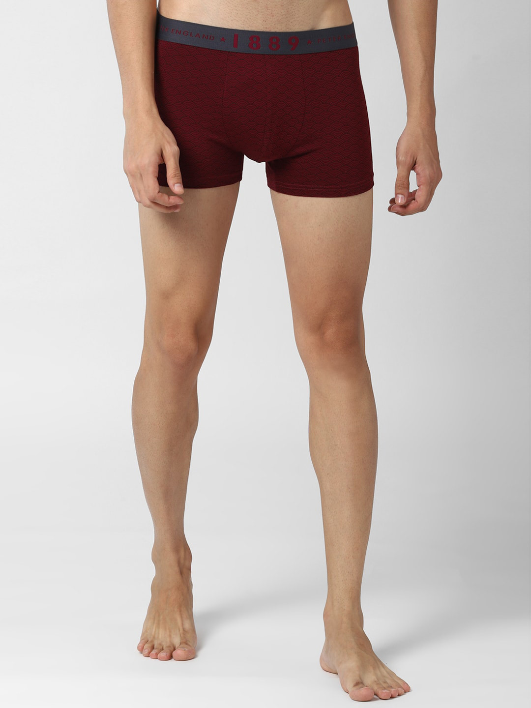 Peter England Men Maroon & Black Printed Trunks PIWTAOPY9156046