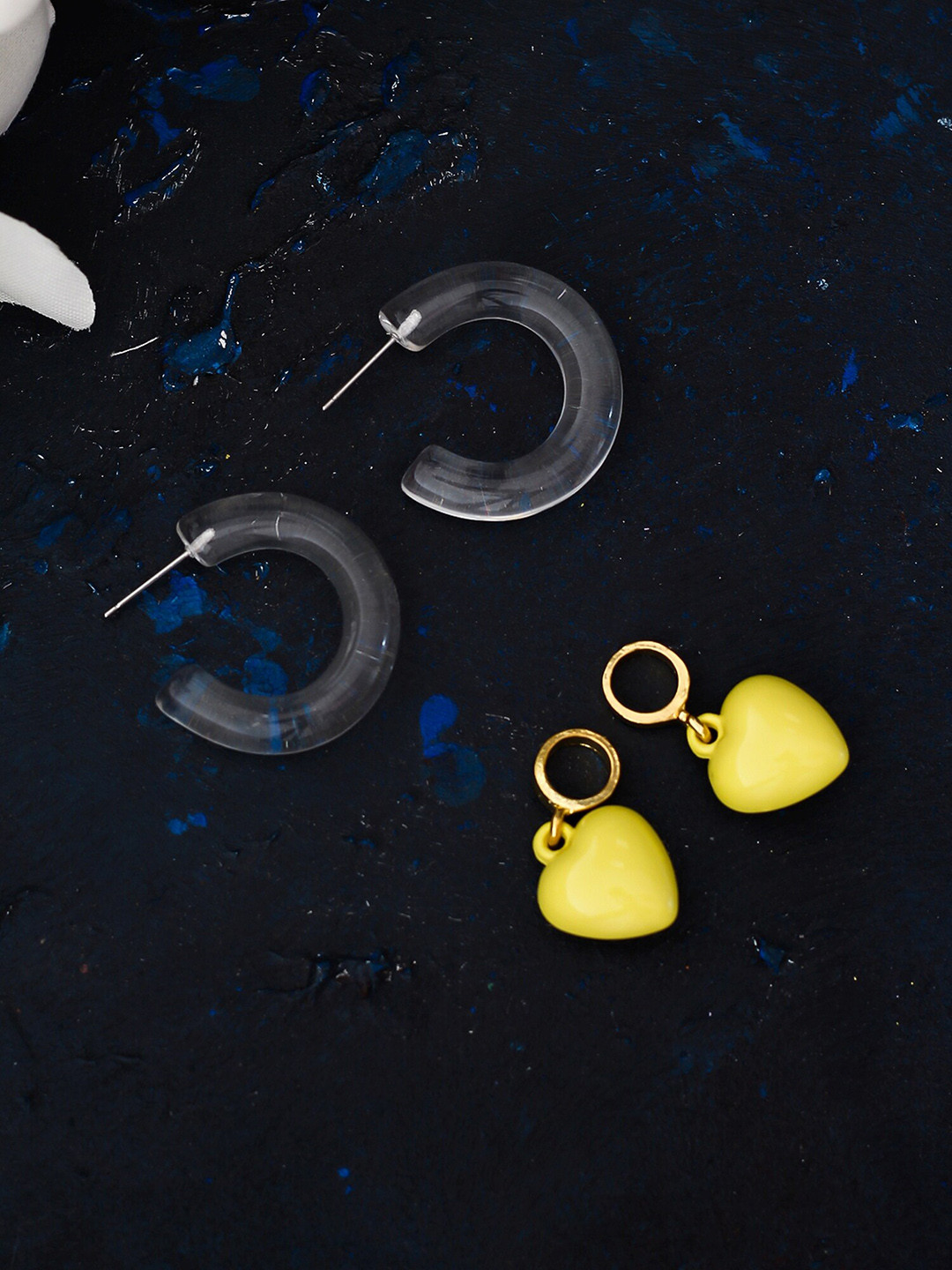 Bellofox Yellow & White Hoop Earrings