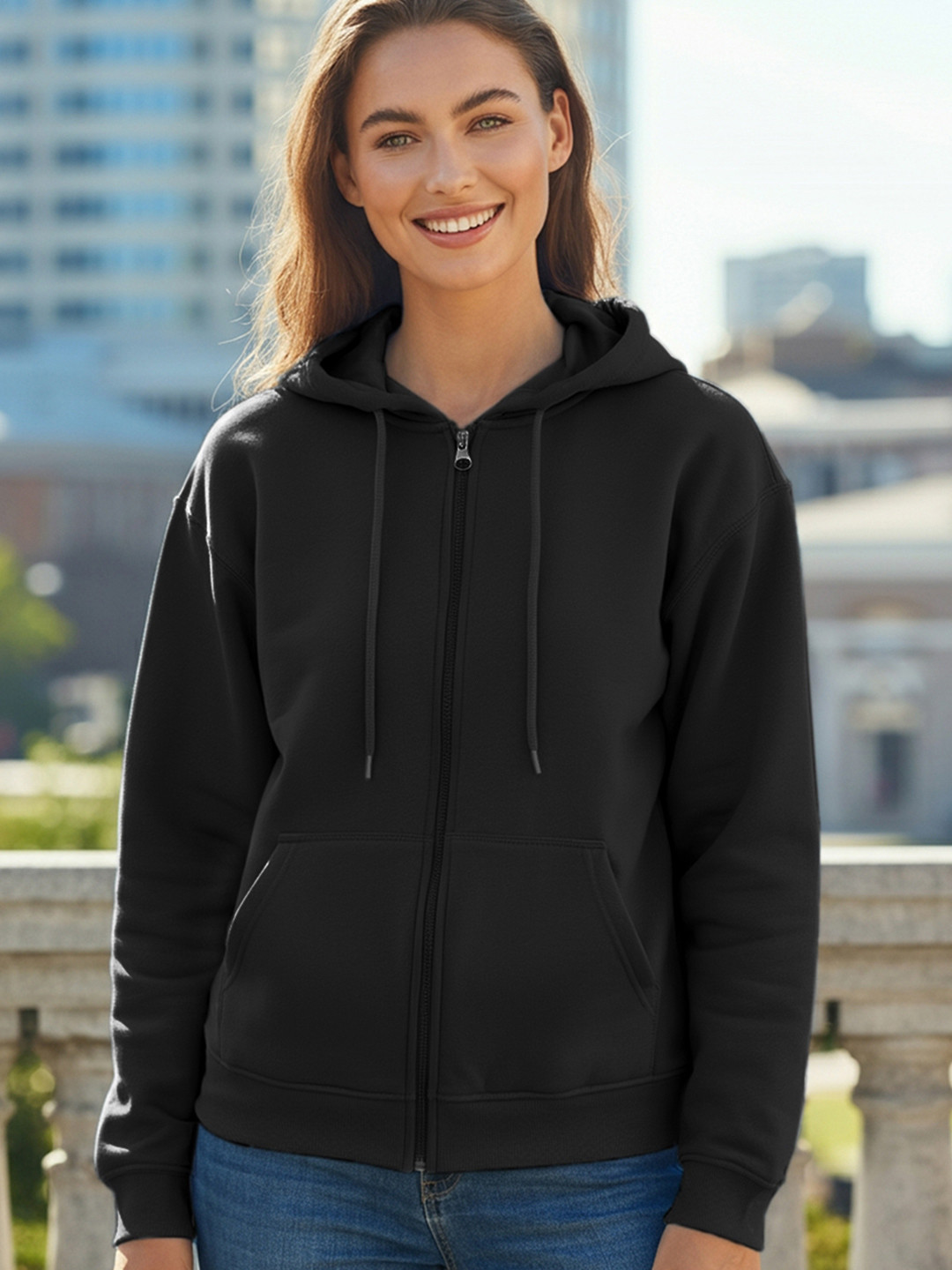 Bewakoof Women Black Zipper Hoodie