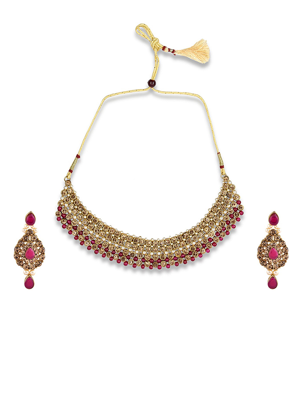 Mirraw Gold-Plated & Pink Kundan Jewellery Set