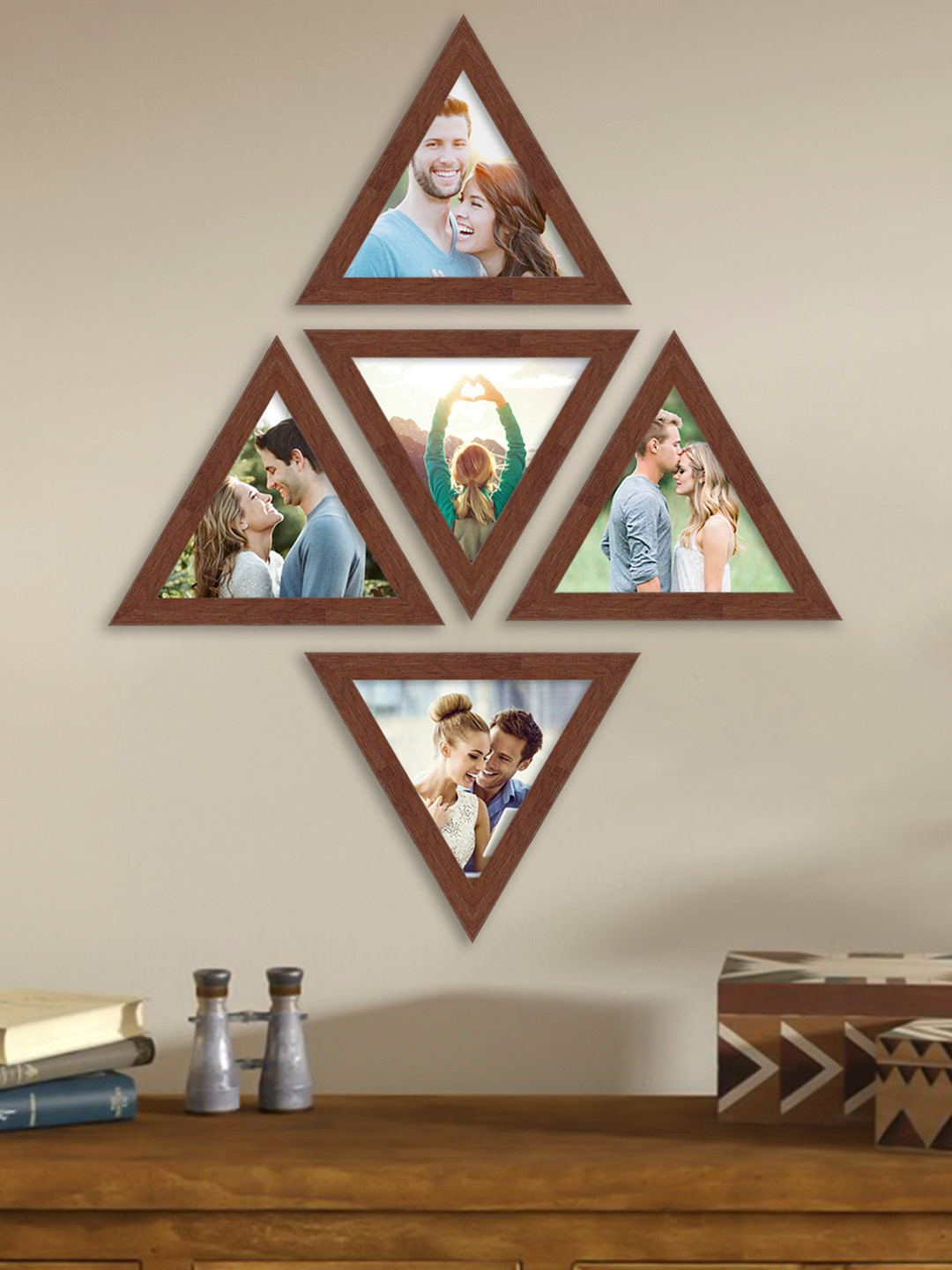 Art Street Set Of 5 Brown Solid Individual Triangle Photo Frame