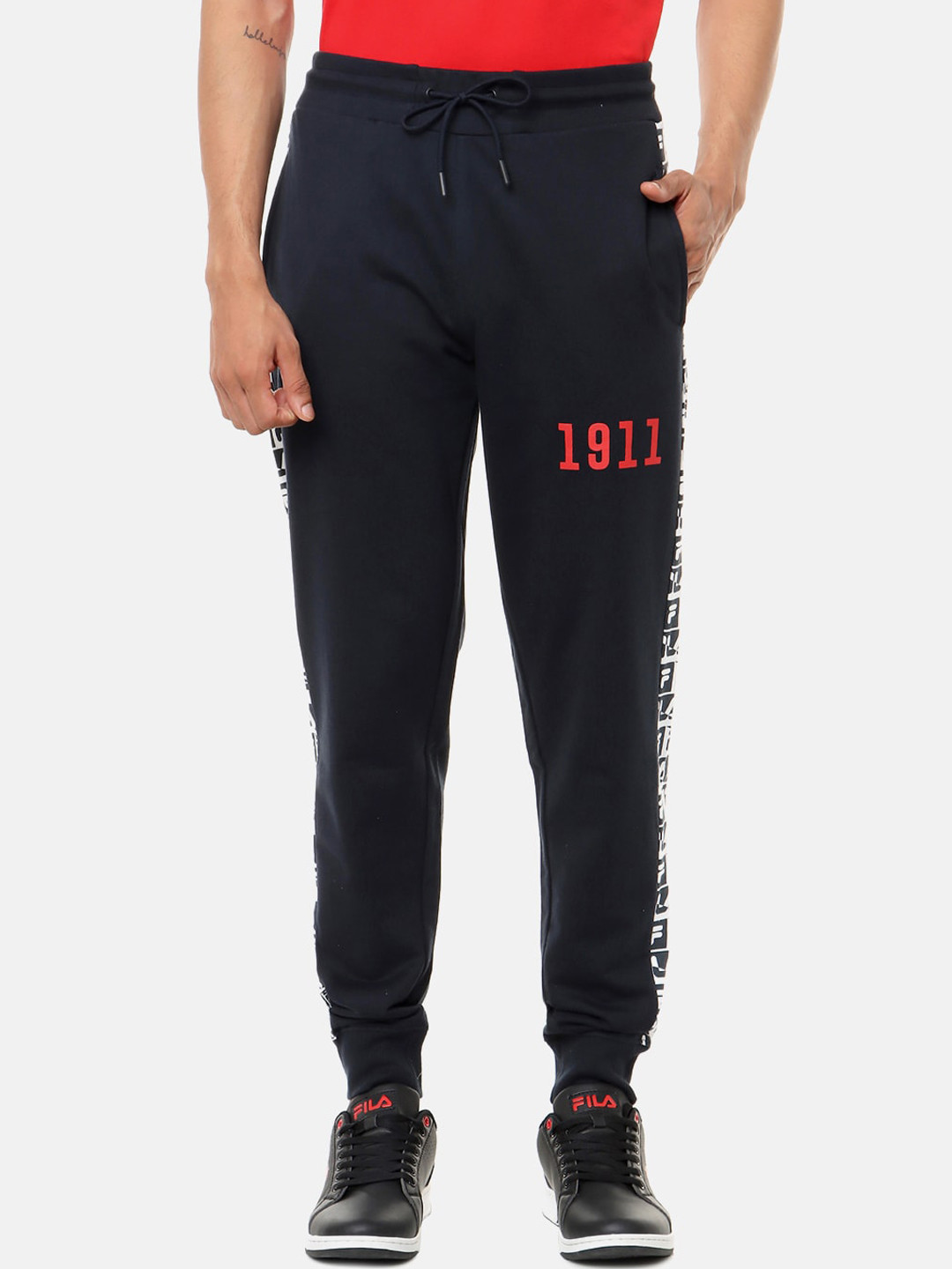 FILA Men Navy Blue Solid Joggers