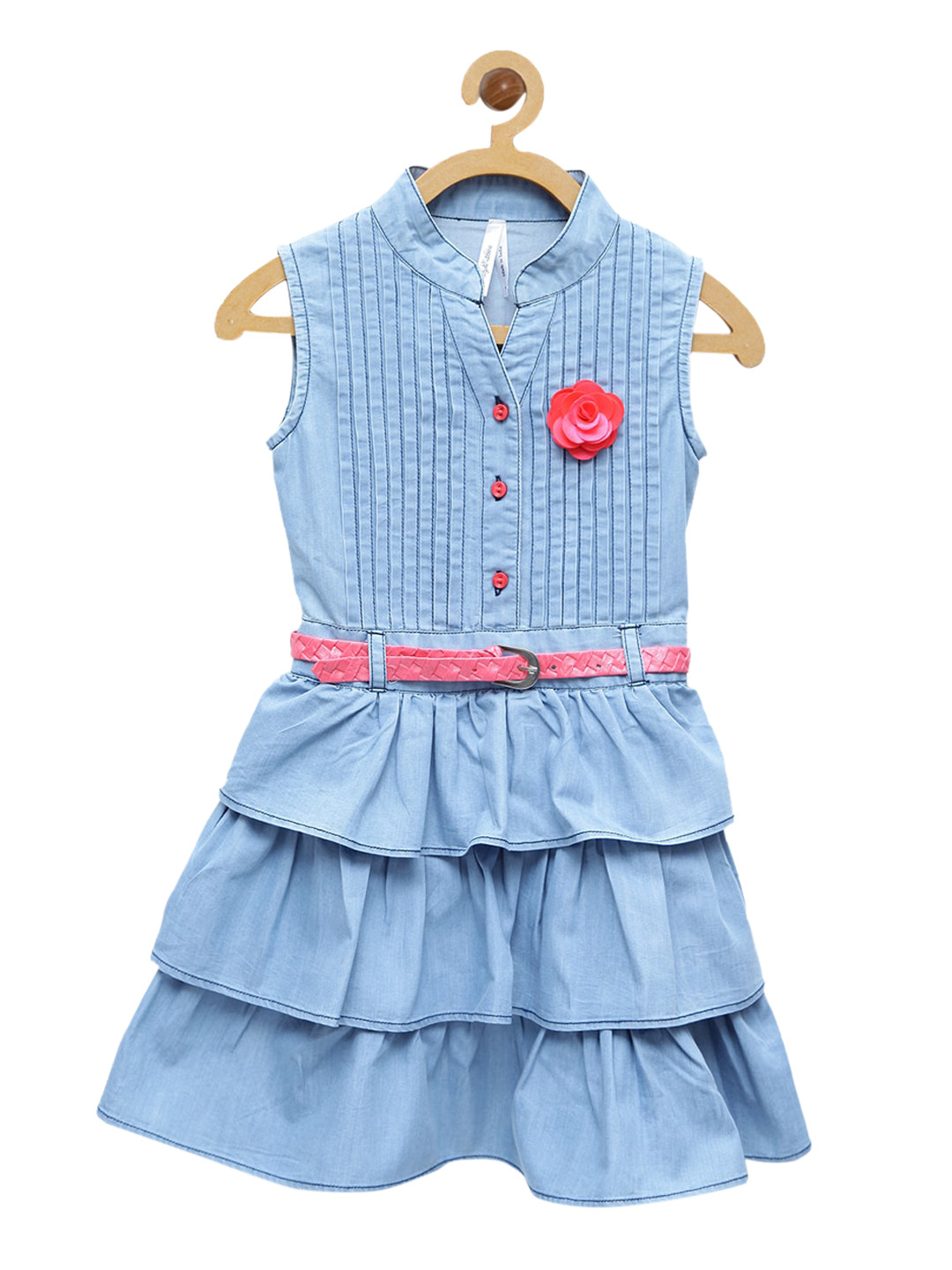 StyleStone Girls Turquoise Blue Denim Dress