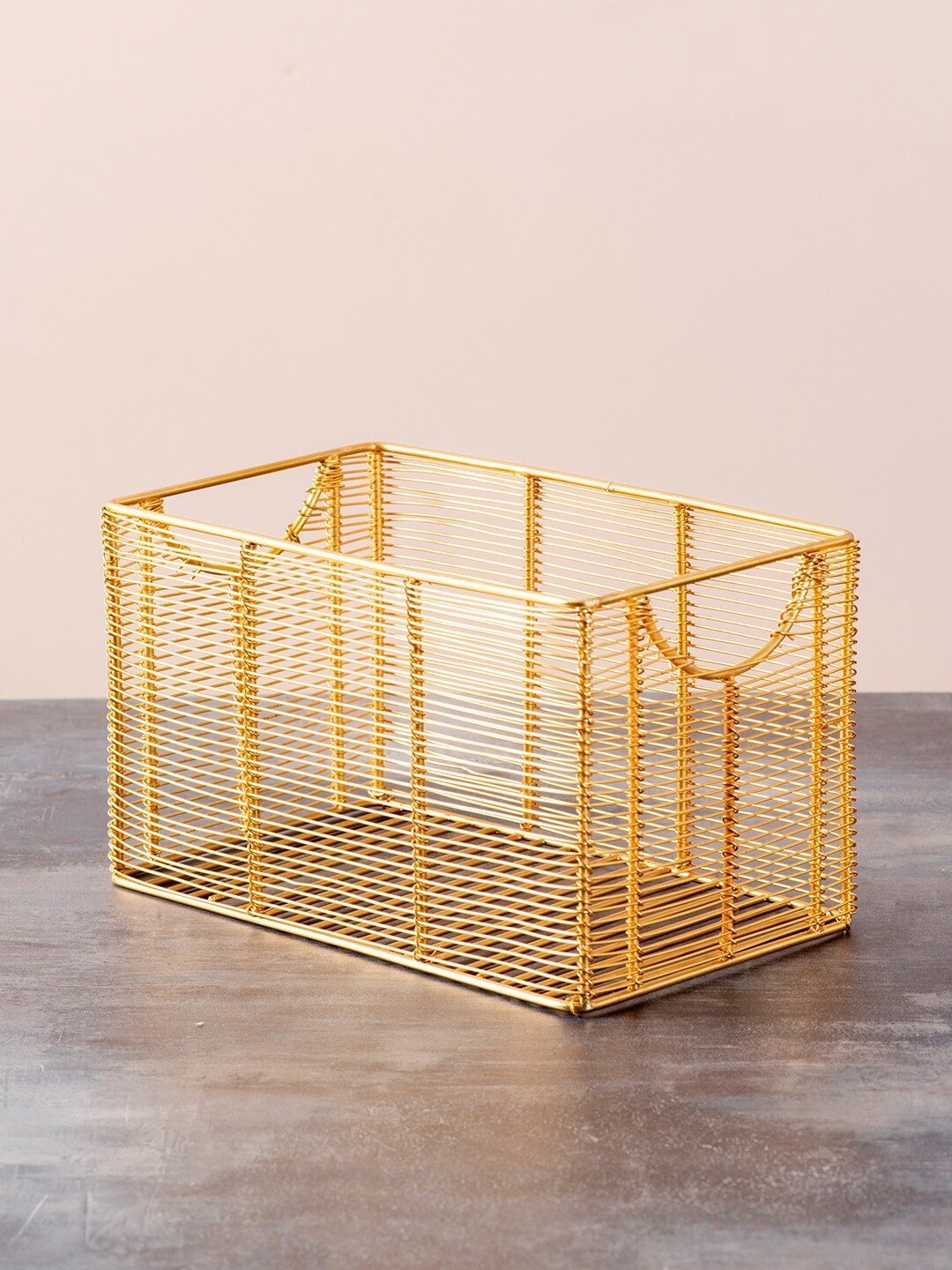 nestroots Gold-Toned Solid Fruit Basket
