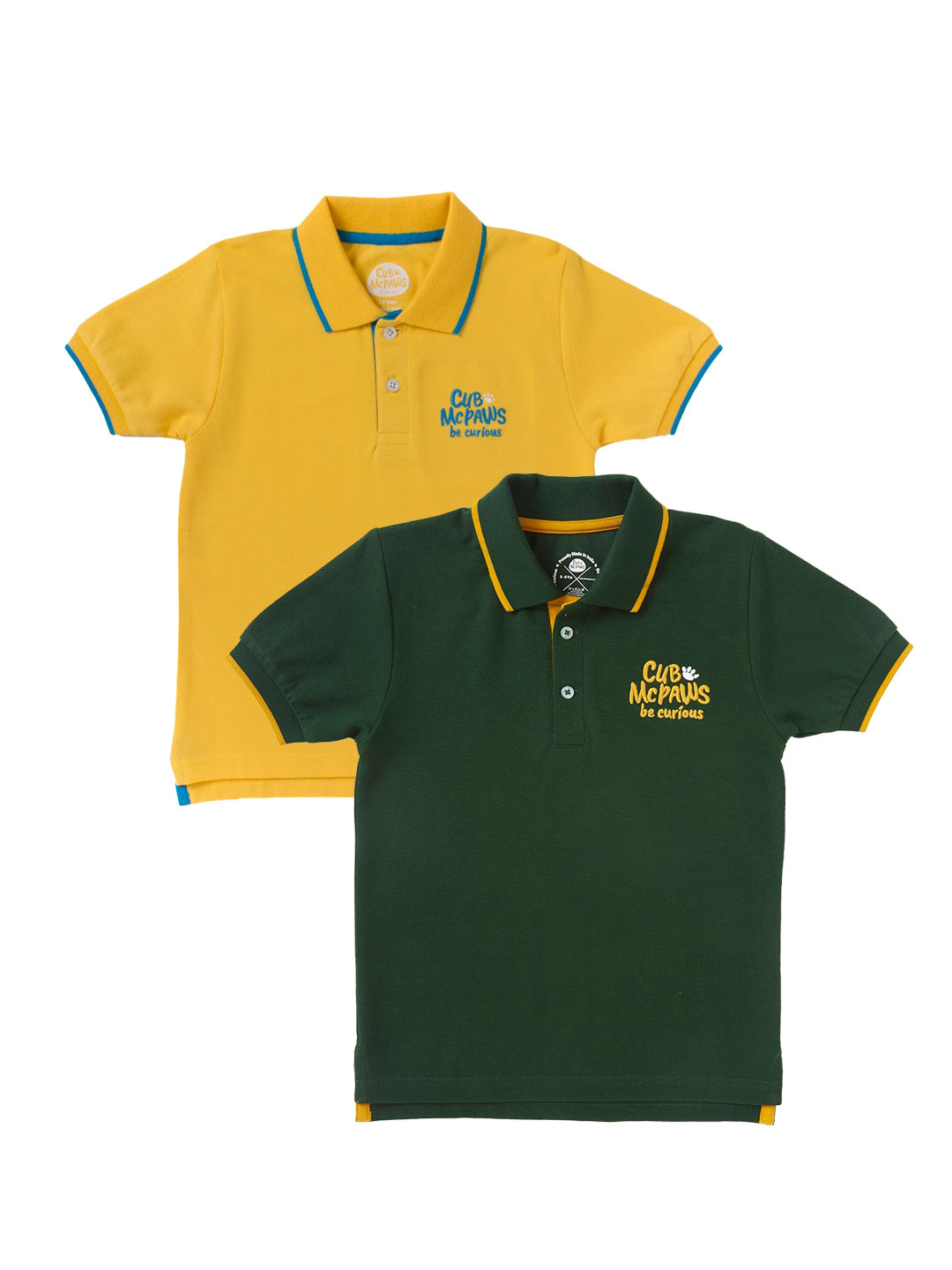 Cub McPaws Boys Pack Of 2 Polo Collar Cotton T-shirts