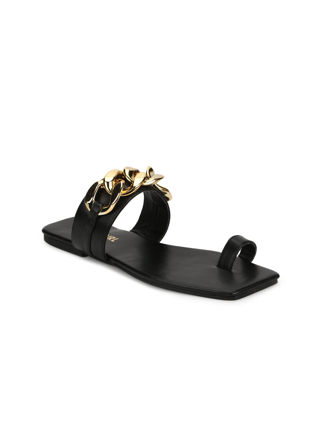 Truffle Collection Women Black Embellished One Toe Flats