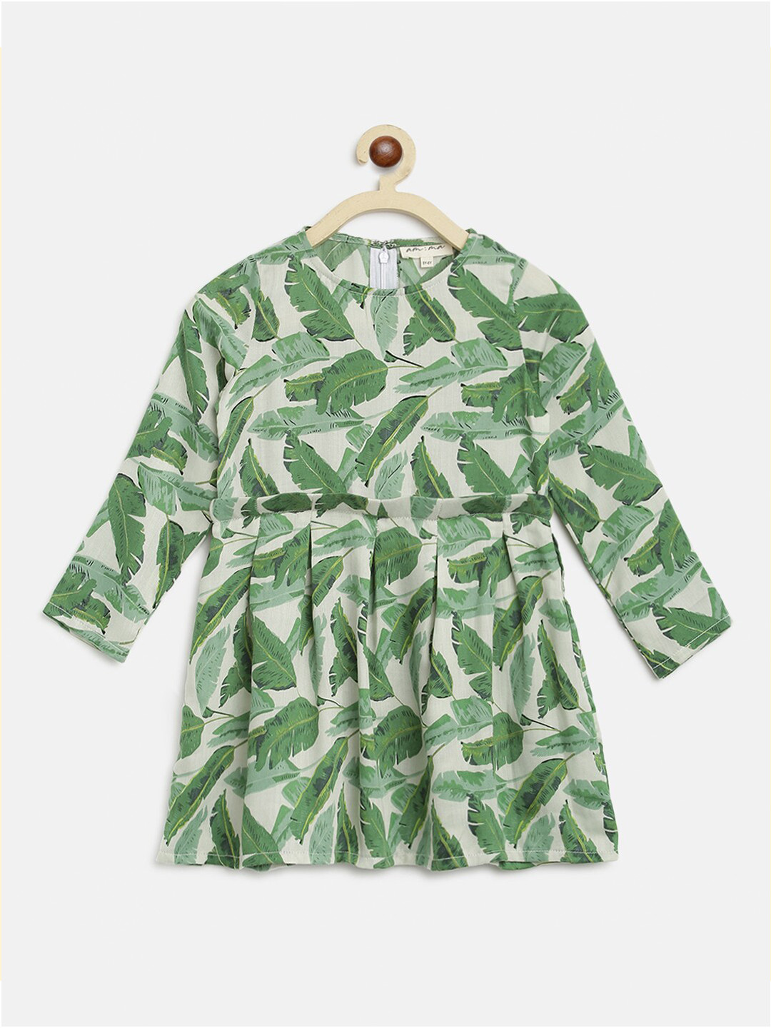 am ma Green Tropical Printed Empire Top