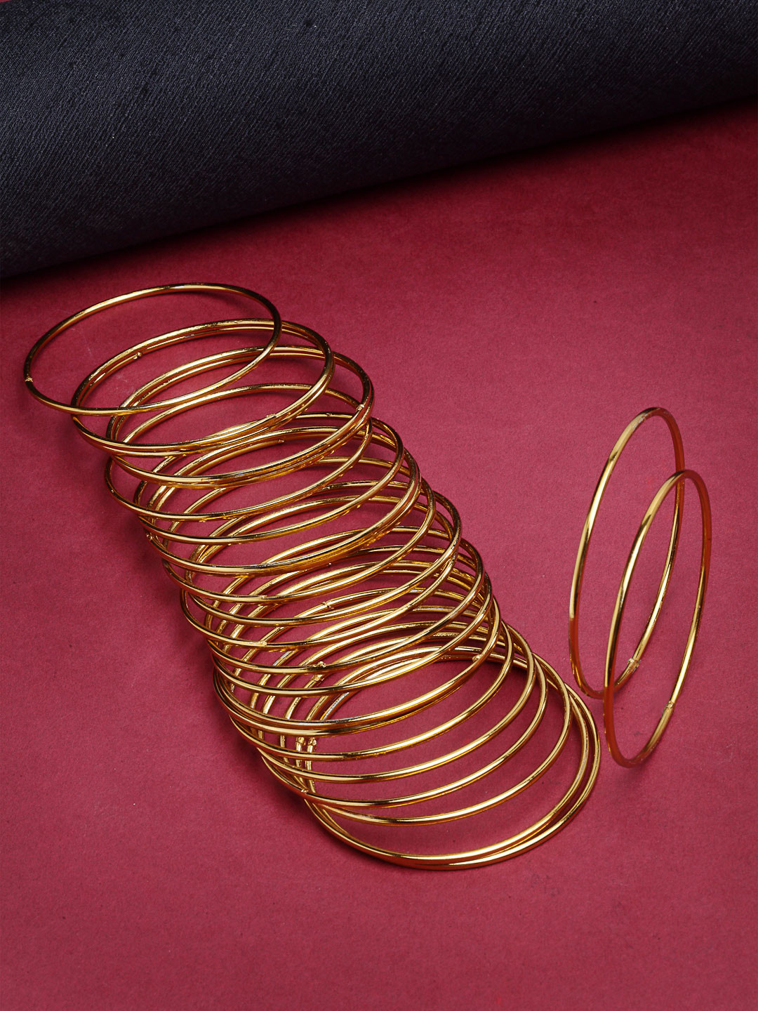 ZENEME Set Of 12 Gold-Plated Bangles