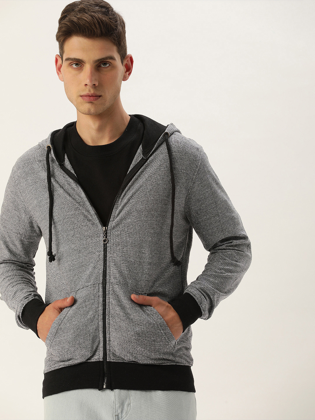 ARISE Men Grey Hooded Sweatshirt