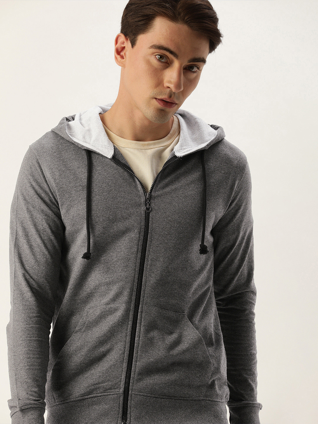 ARISE Men Charcoal Hooded Sweatshirt