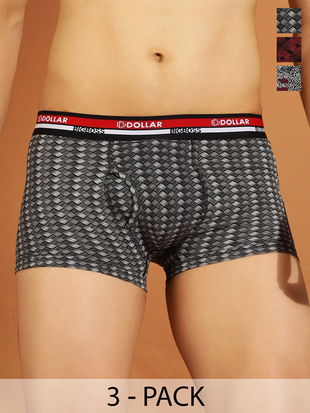 Dollar Bigboss Men Printed Pack of 3 Functional Pouch Support Trunk