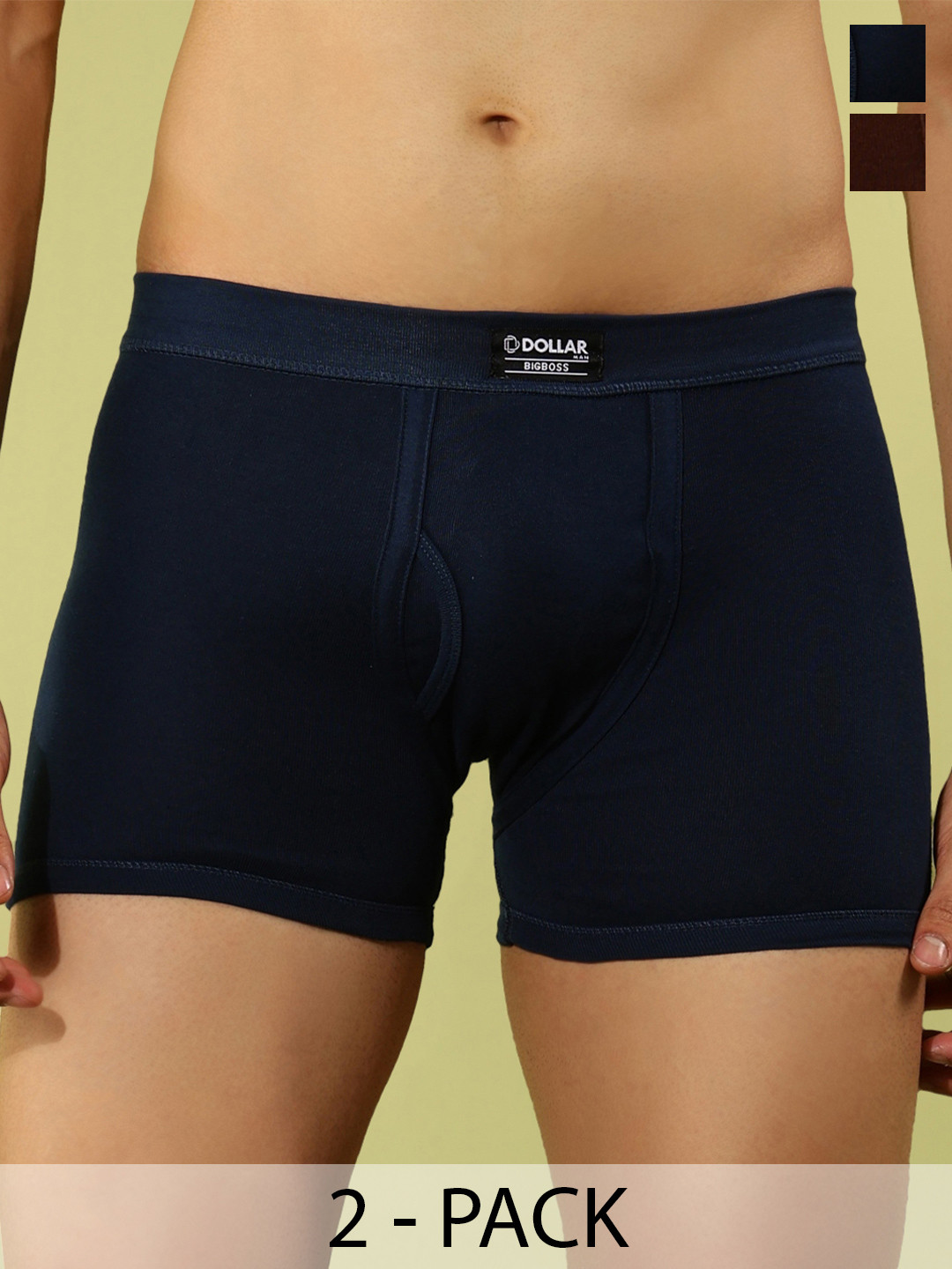 Dollar Bigboss Men Solid Pack of 2 Cotton Spandex Integrated Trunk