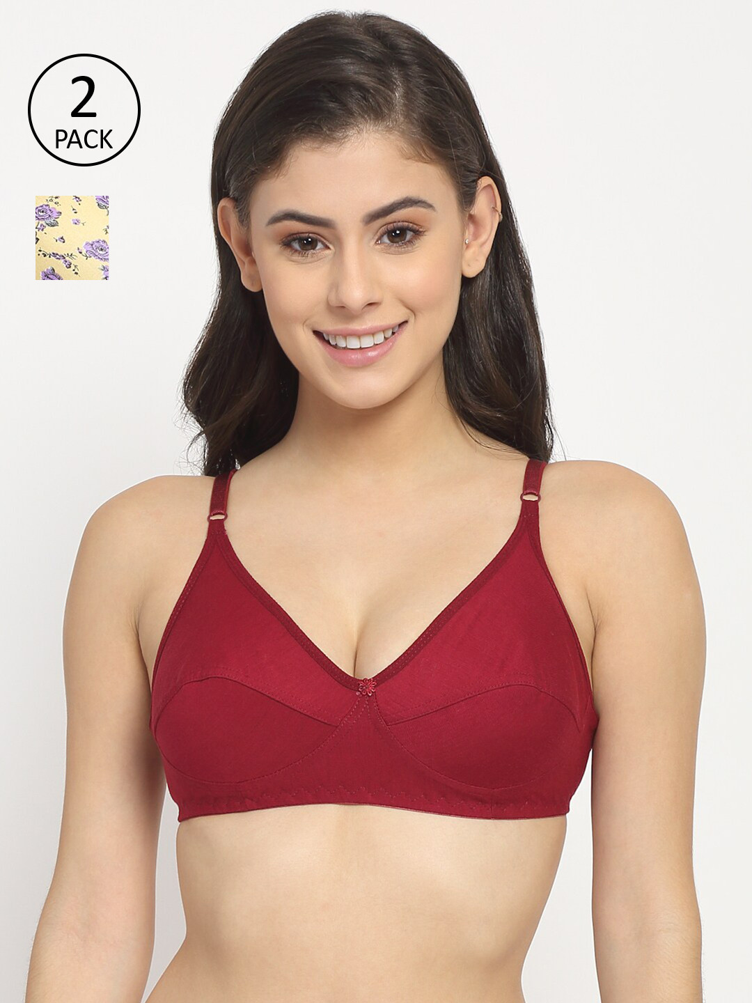 Friskers Pack Of 2 Yellow & Red Push-Up Bra Lightly Padded O-311-06-314-14-30