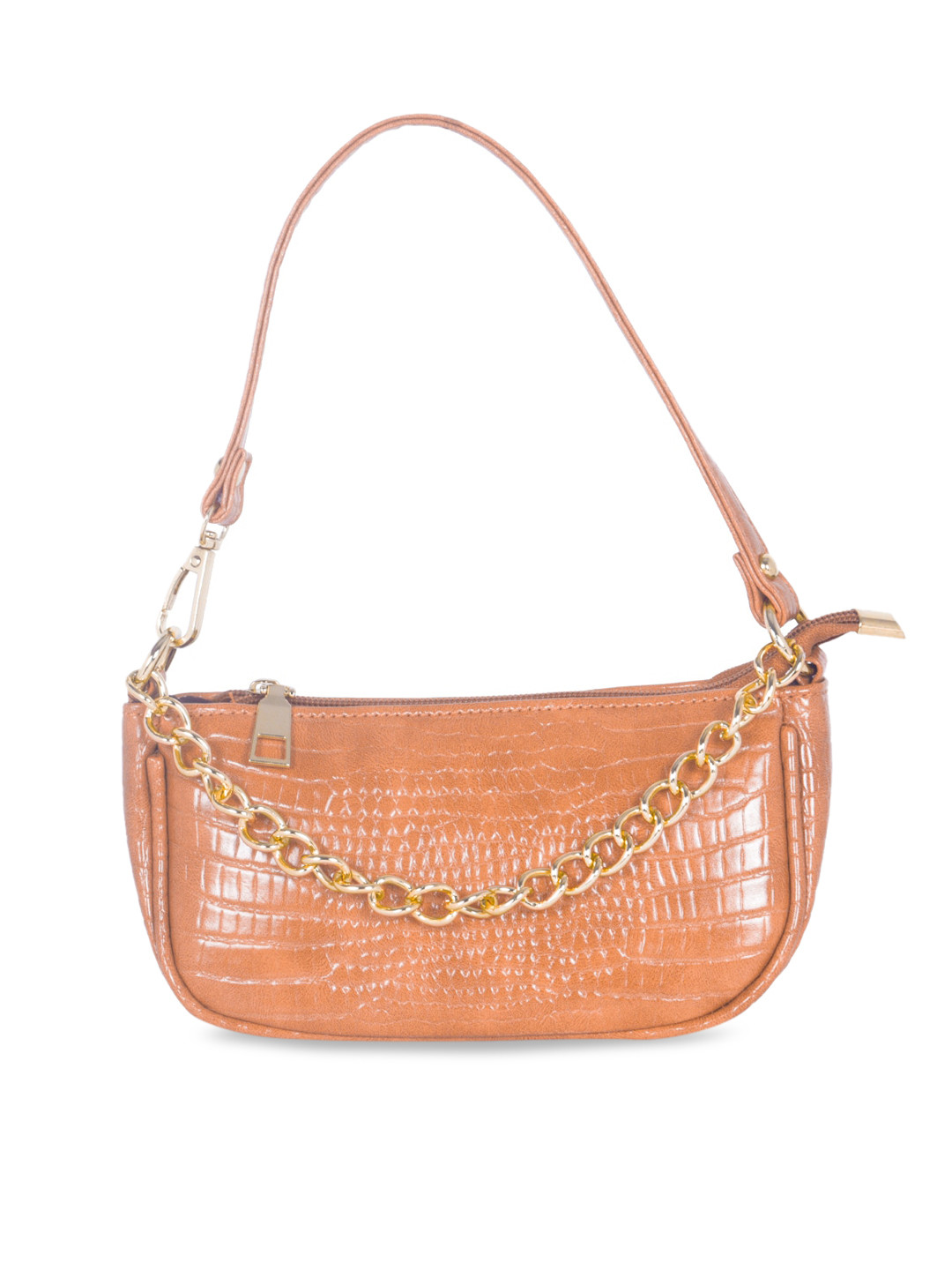 London Rag Orange Textured Half Moon Shoulder Bag