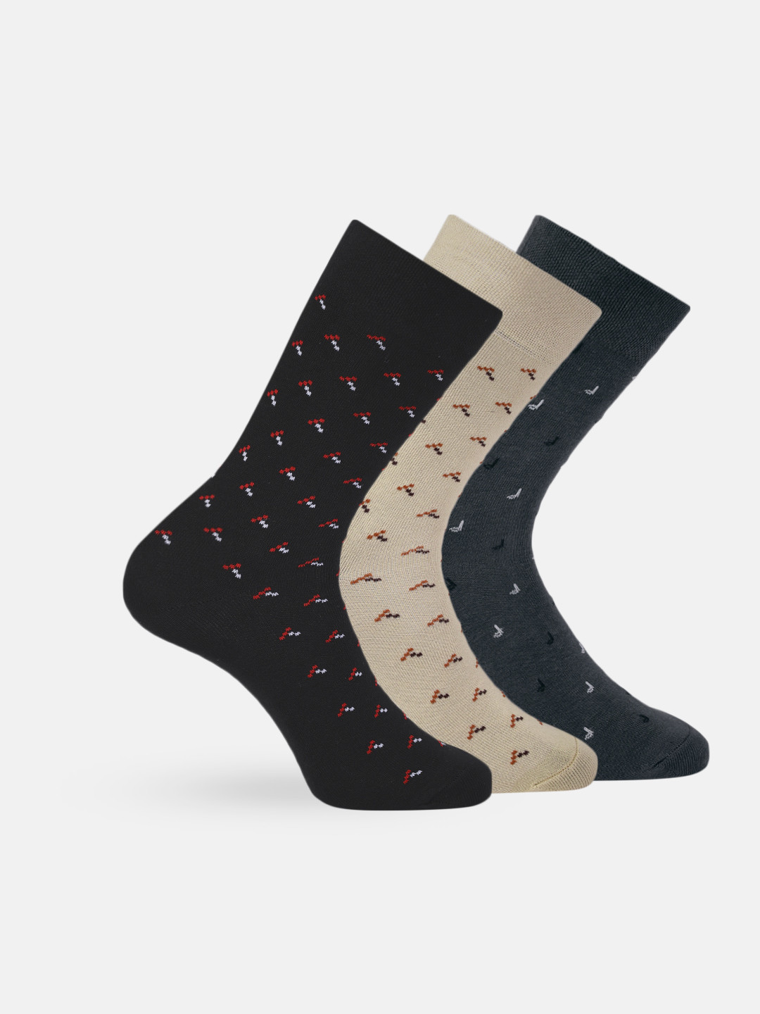 INVICTUS Men Set of 3 Patterned Above Ankle-Length Socks