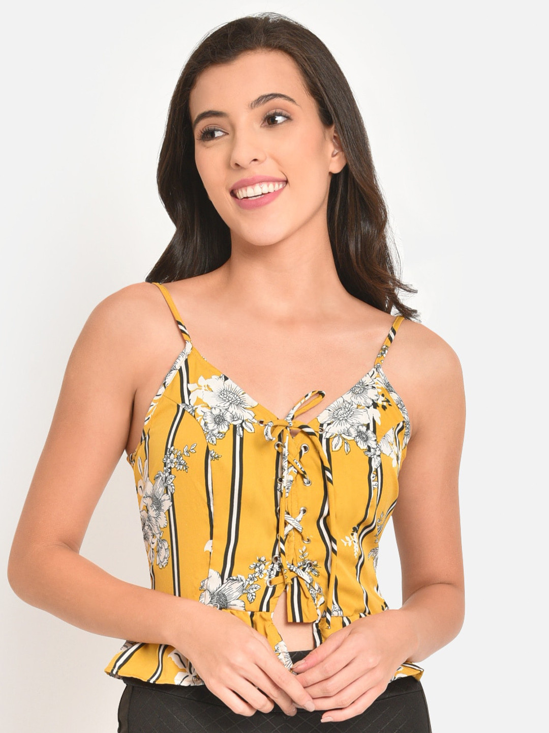 Martini Yellow Floral Crepe Regular Top