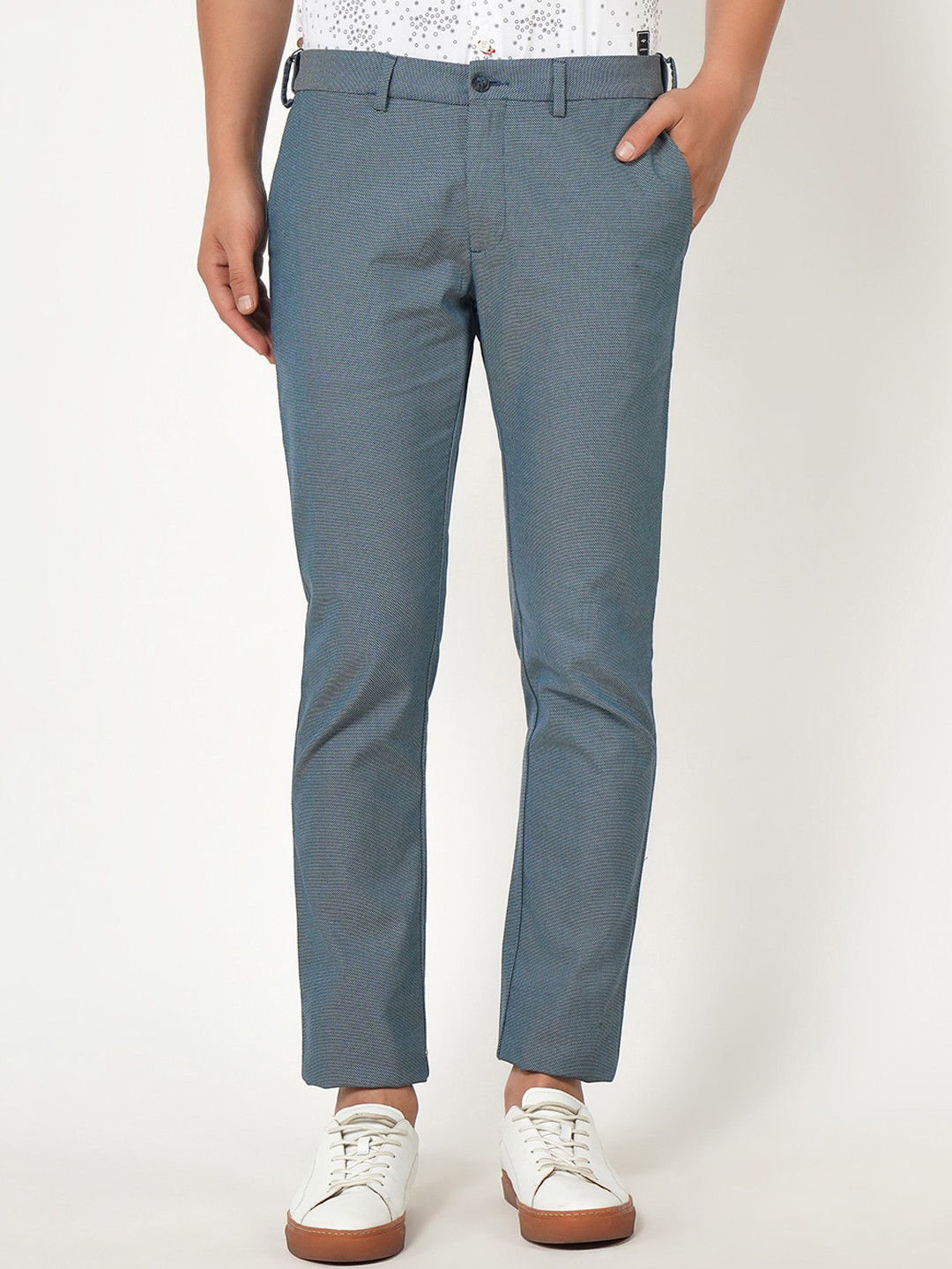 Blackberrys Men Blue Solid B-95 Slim Fit Trousers