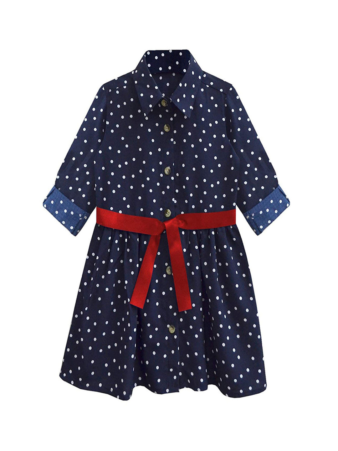A T U N Navy Blue Shirt Dress