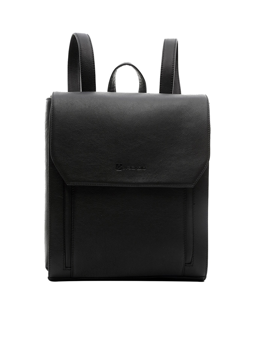ARCADIO Unisex Black Leather Backpack