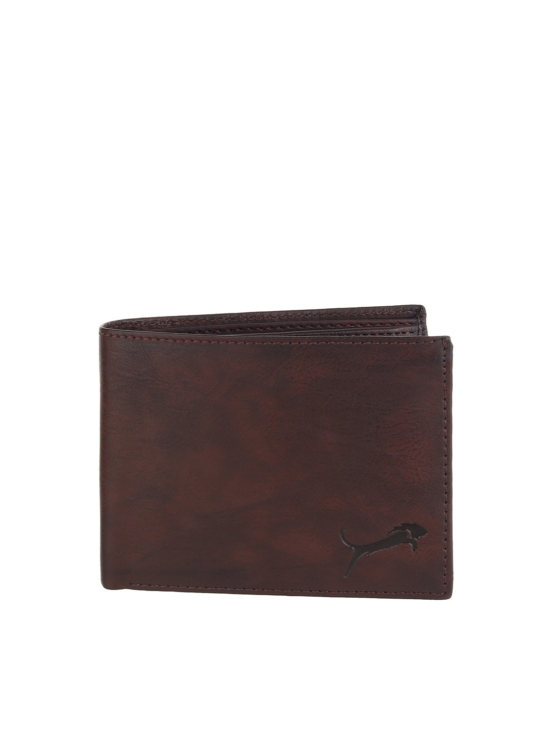 WILD EDGE Men Brown & Black Leather Two Fold Wallet