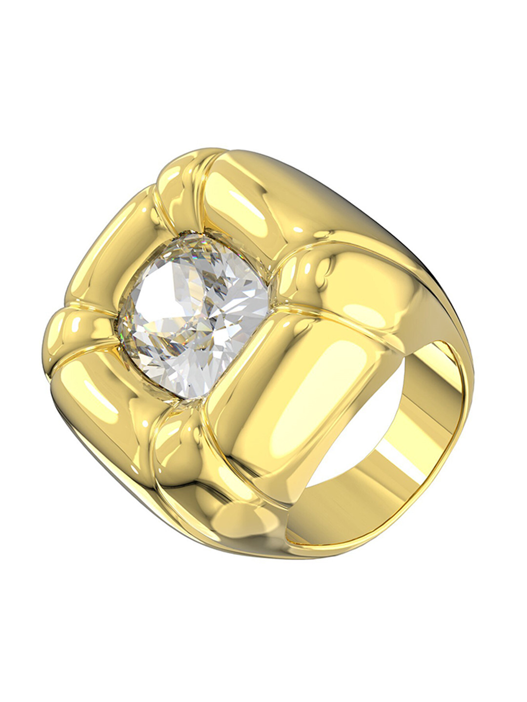 SWAROVSKI Women White & Gold-toned Cushion Cut Crystals Dulcis Cocktail Ring