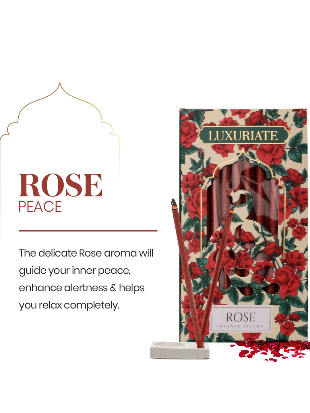 LUXURIATE Red & White Rose Natural & Non-Toxic 20 Incense Sticks
