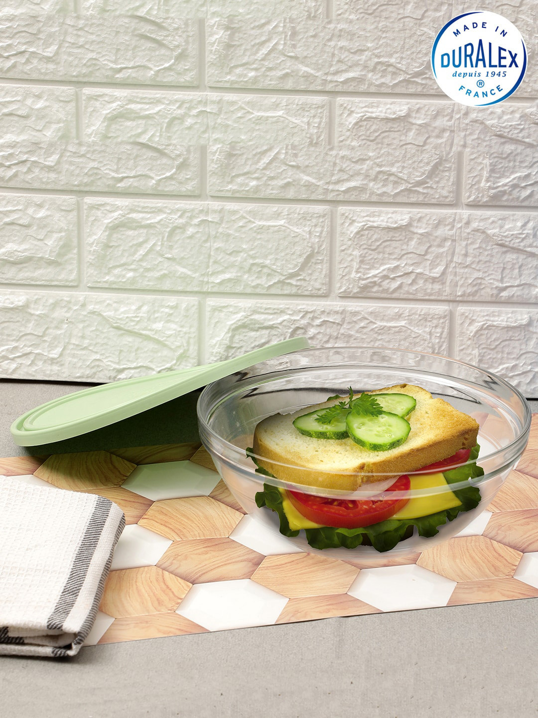 Duralex 9119Am/1 Transparent Glass Dishwasher Safe Snap Box Container Set-3.4L