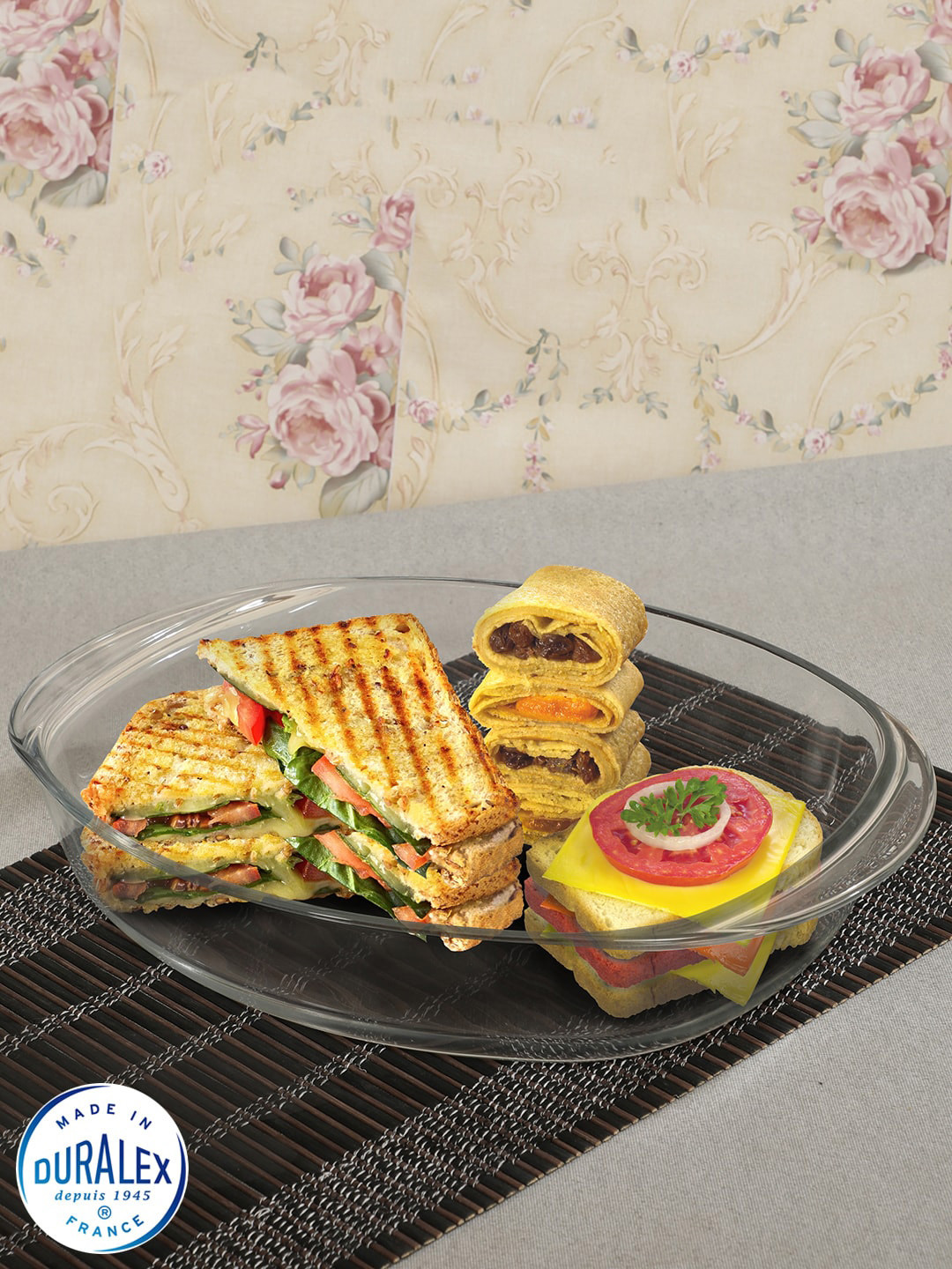 DURALEX Transparent Solid Oval Rectangular Roaster 3.1 Ltr