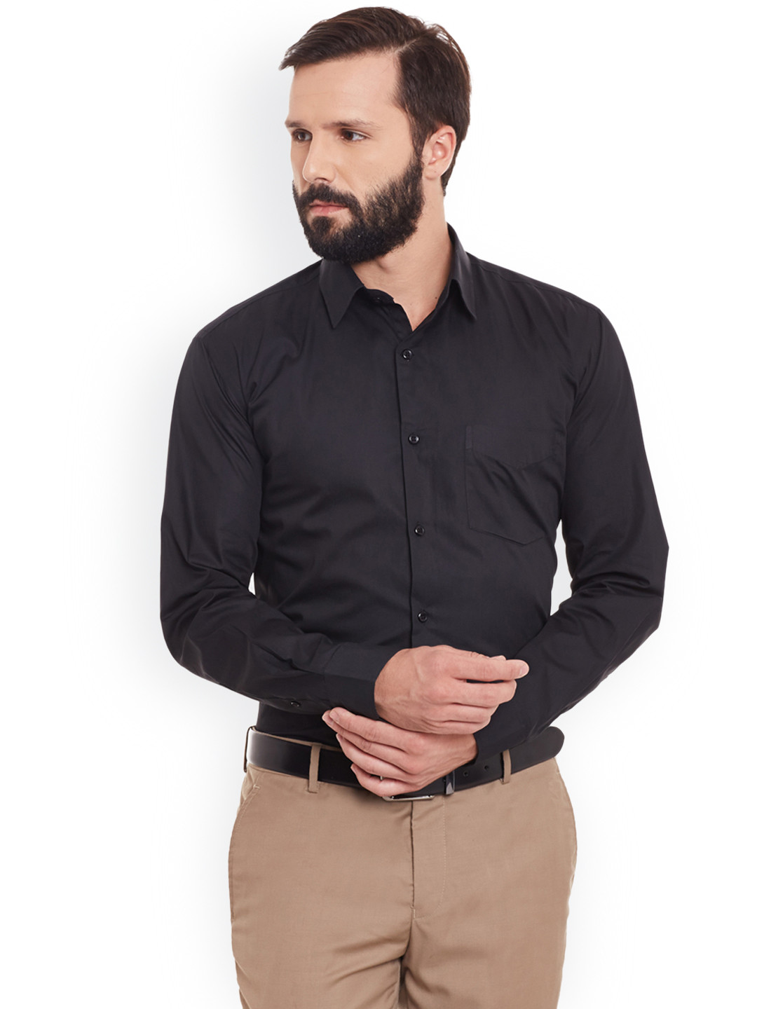 Buy Hancock Men Black Slim Fit Solid 