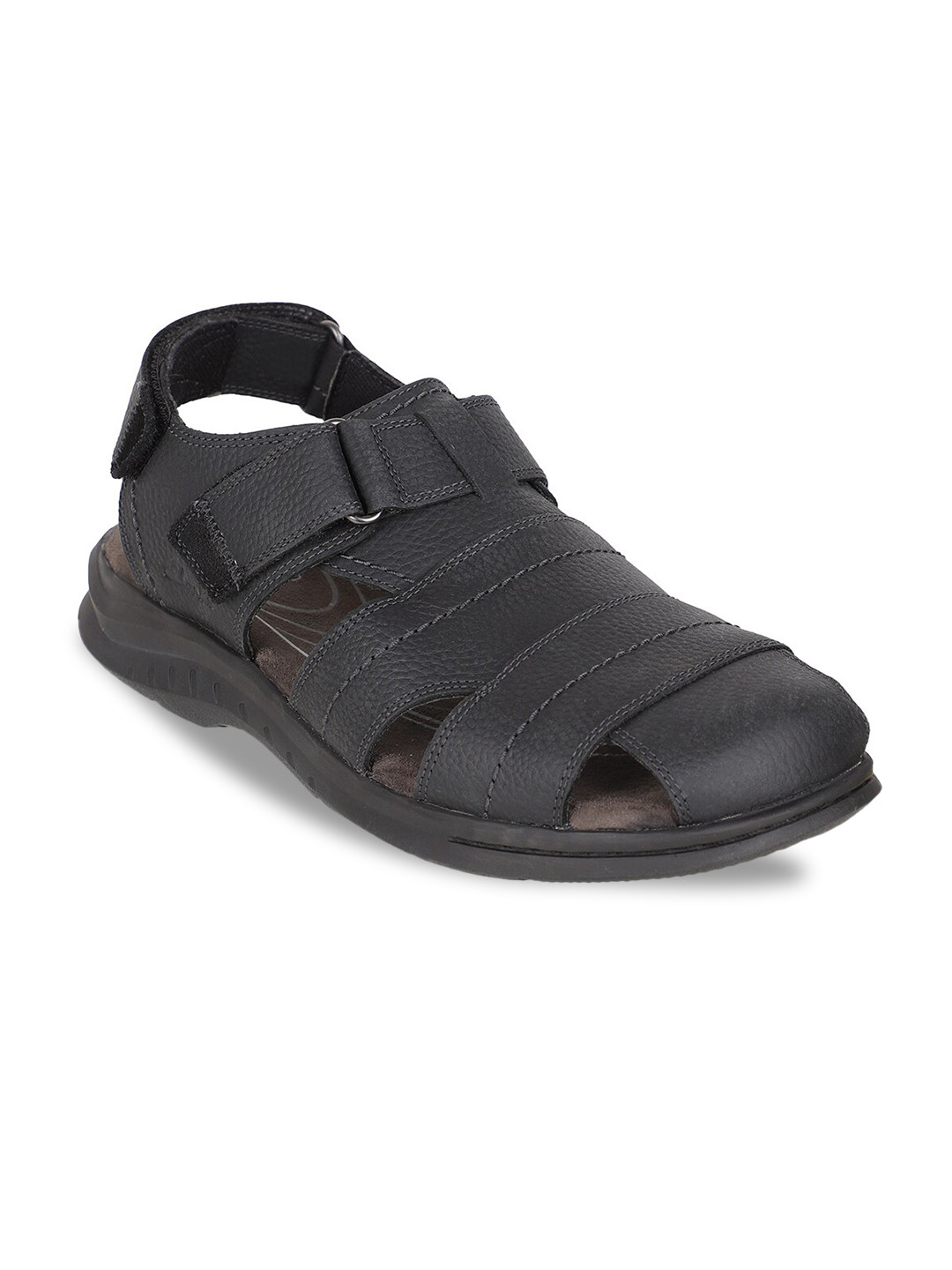 Clarks Men Black Leather Comfort Sandals