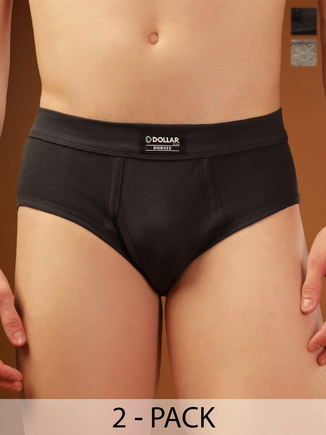 Dollar Bigboss Men Solid Pack of 2 Cotton Spandex Integrated Brief