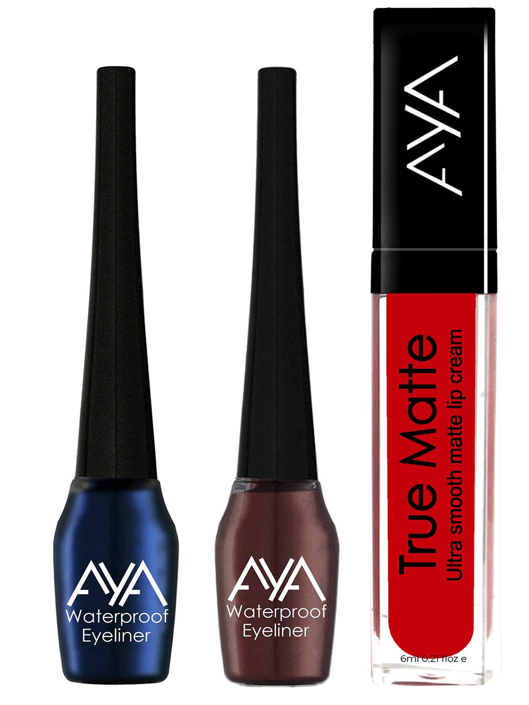 AYA Set of 2 Waterproof Liquid Eyeliners with Liquid Lipstick