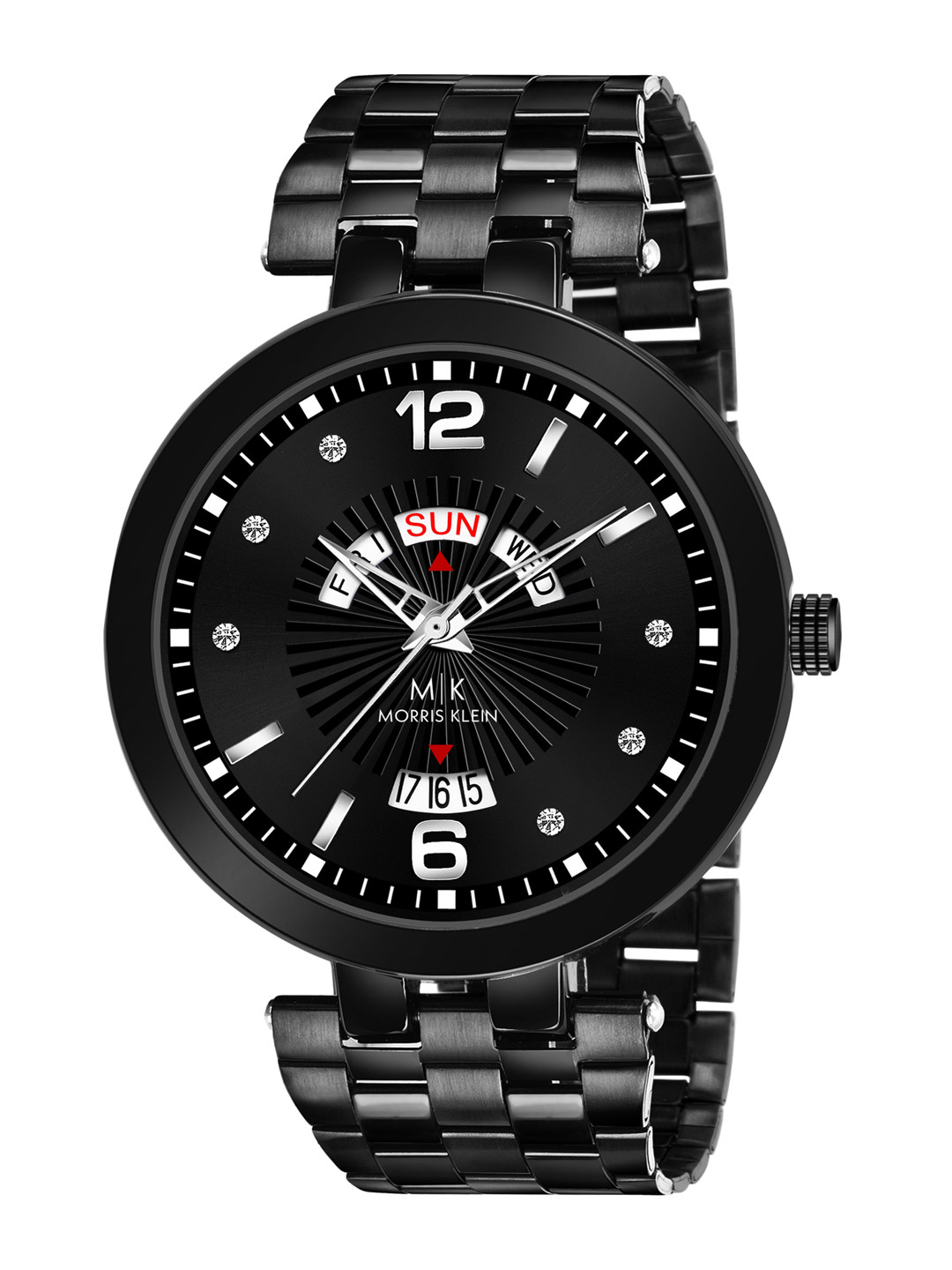 MORRIS KLEIN Men Black Dial & Black Stainless Steel Straps Analogue Watch MK-1005