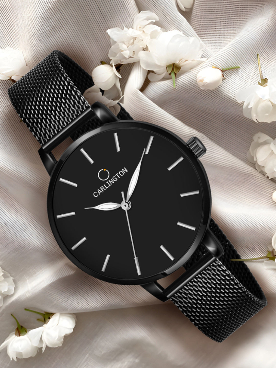 CARLINGTON Women Black Dial & Bracelet Style Strap Analogue Watch Carlington CT2014