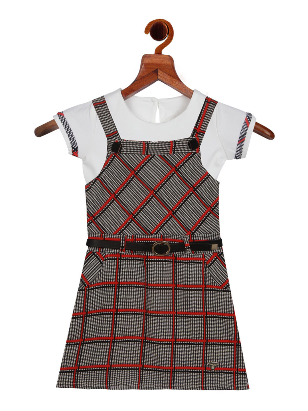 Tiny Girl Red & White Checked Pinafore Dress