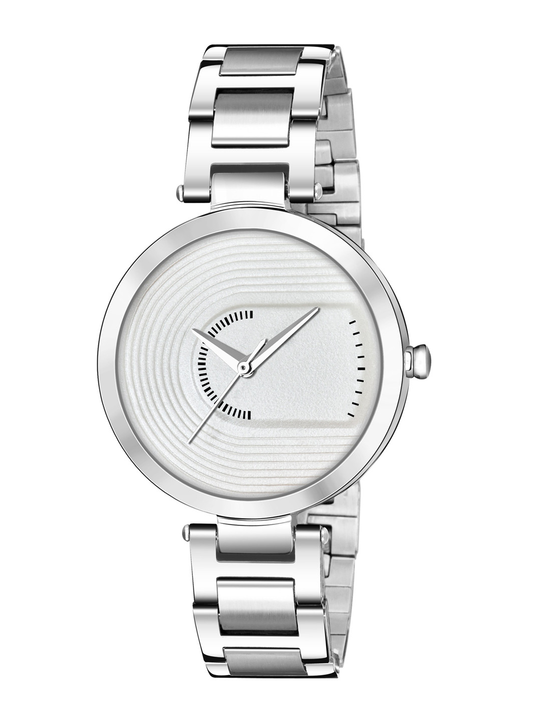 PERCLUTION ENTERPRISE Women White Dial & Silver Toned Bracelet Style Strap Analogue Watch