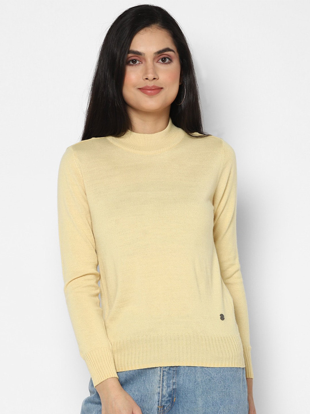 Allen Solly Woman Women Yellow Acrylic Pullover Sweater