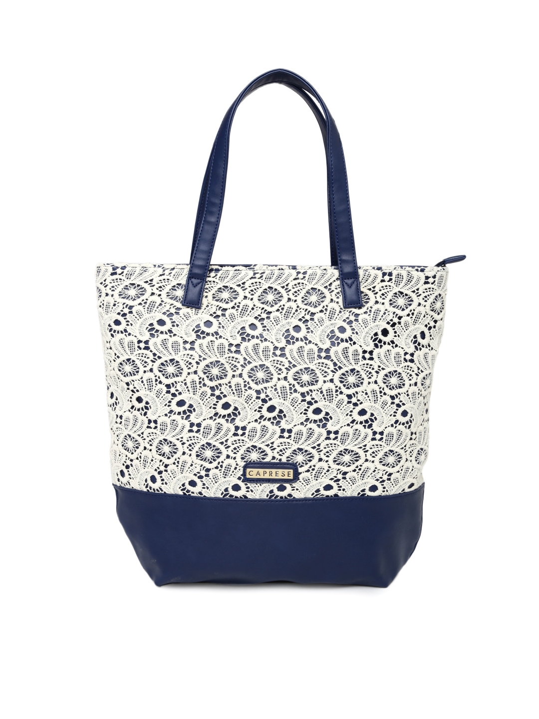 Buy Caprese Navy White Lace Oversized Handbag Handbags for