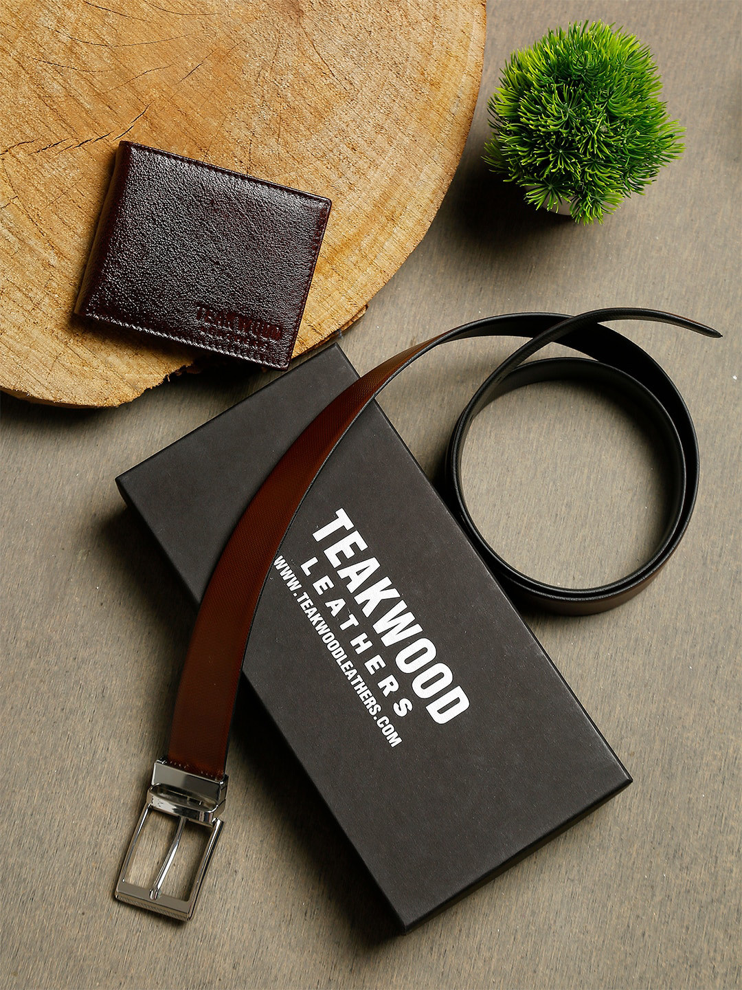 Teakwood Leathers Men Brown Leather Accessory Gift Set