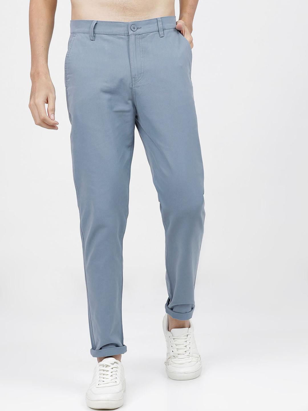 Buy KETCH Men Grey Slim Fit Easy Wash Cotton Chinos Trousers