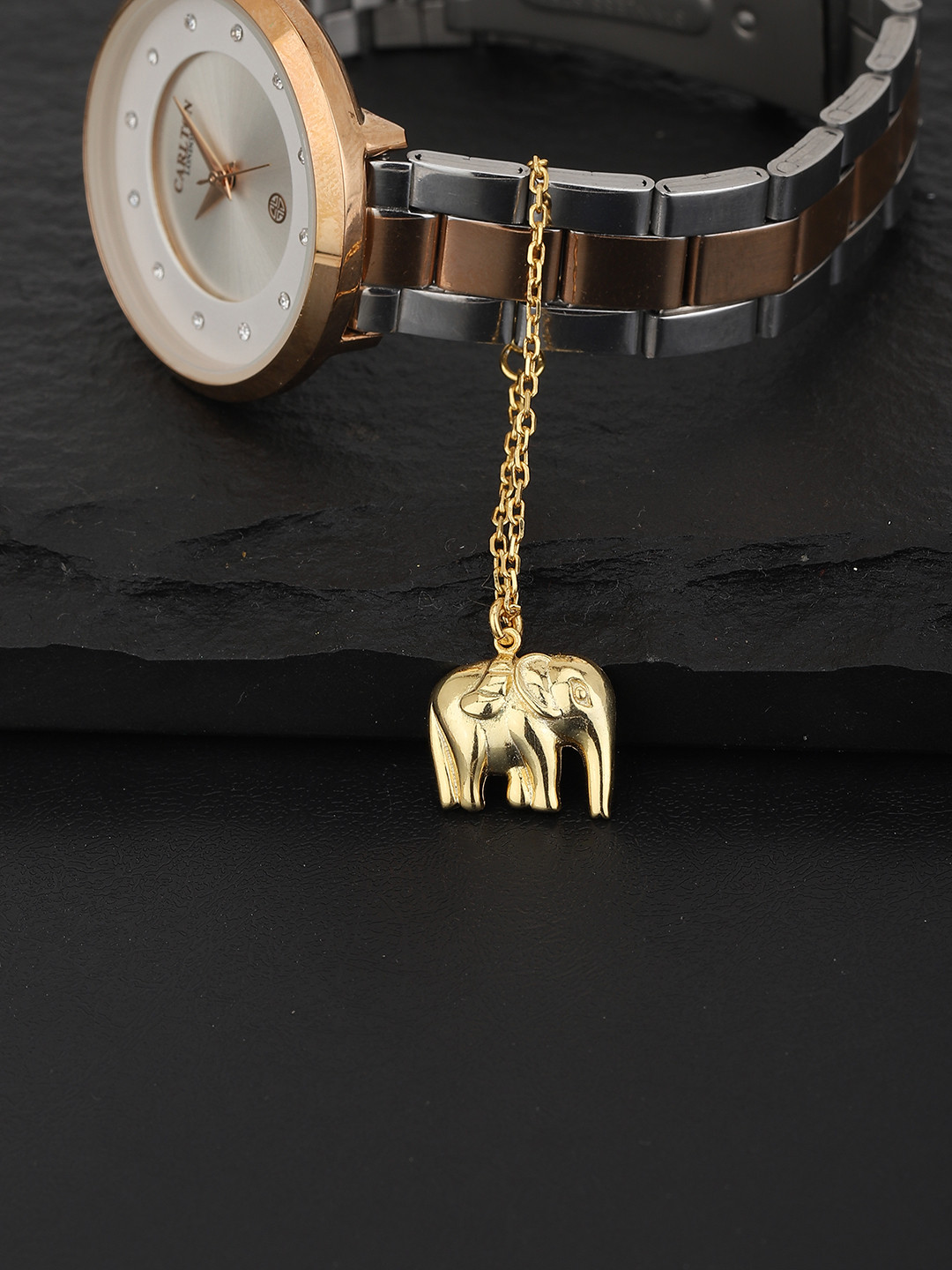 Carlton London Gold-Toned Elephant Shaped Watch Charm