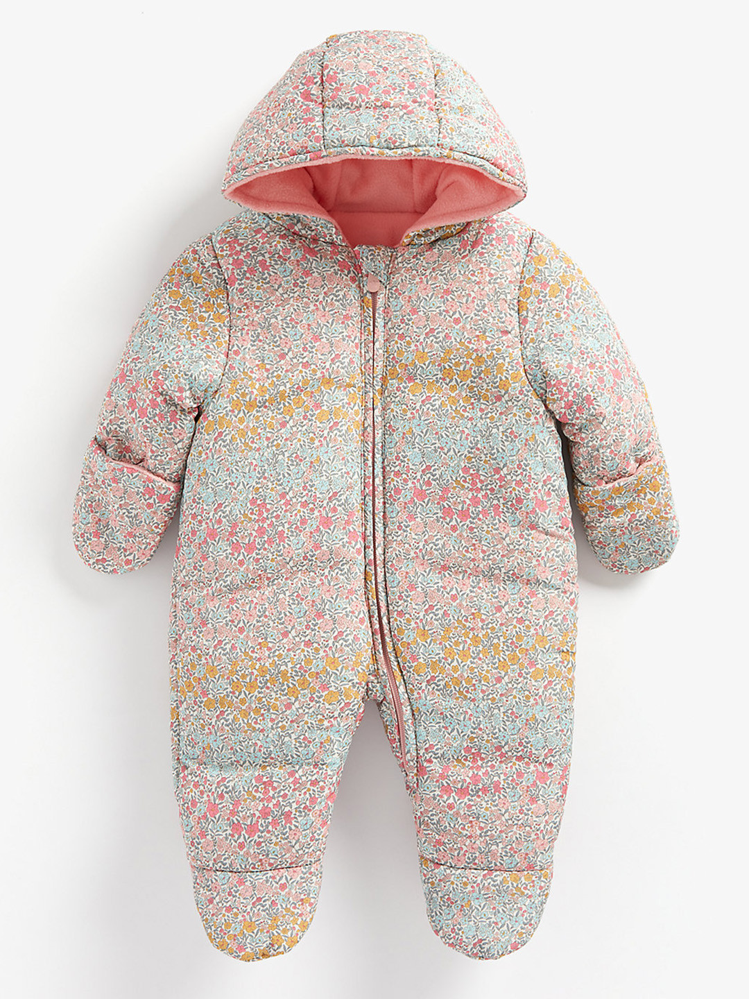Mothercare Infant Girls Multicoloured Floral Printed Snowsuit Hooded Sleepsuit