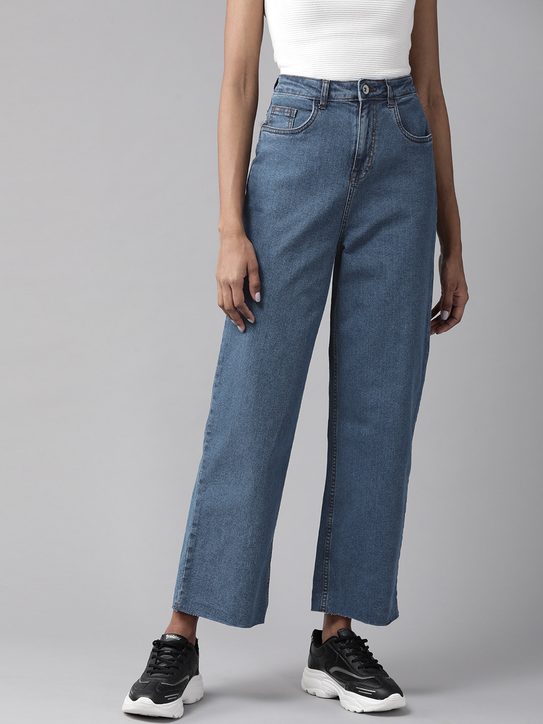 The Roadster Lifestyle Co Women Navy Blue Dad Fit High-Rise Stretchable Jeans