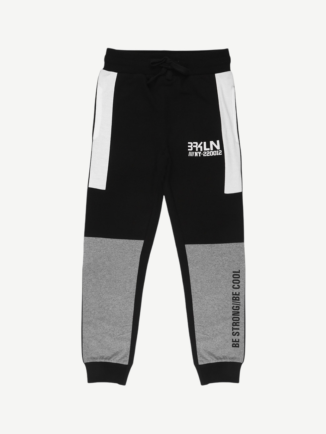 Alan Jones Boys Black & White Colorblocked Joggers