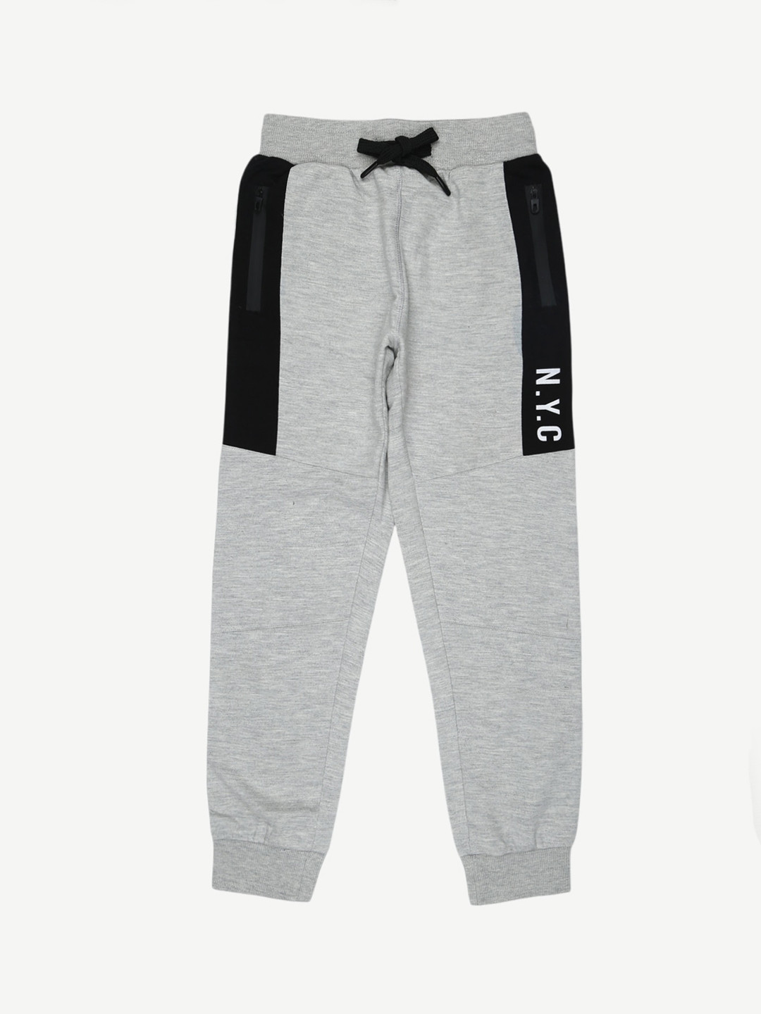 Alan Jones Boys Grey Melange Solid Joggers