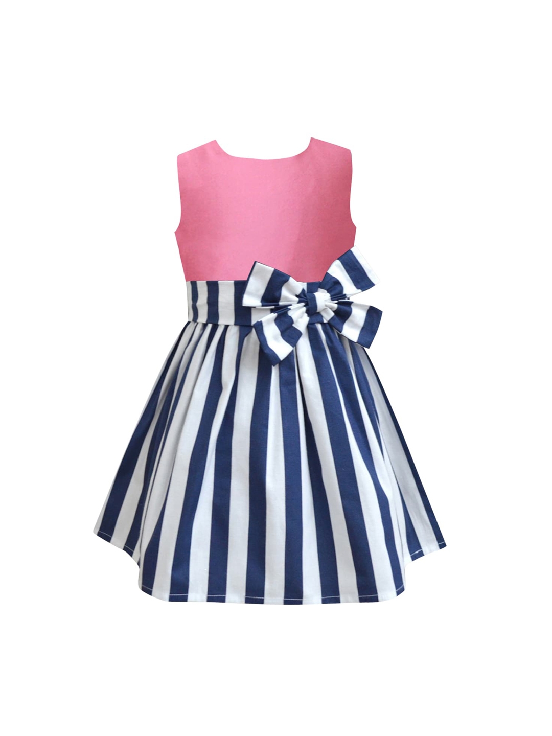 A T U N Pink   White Striped A Line Dress