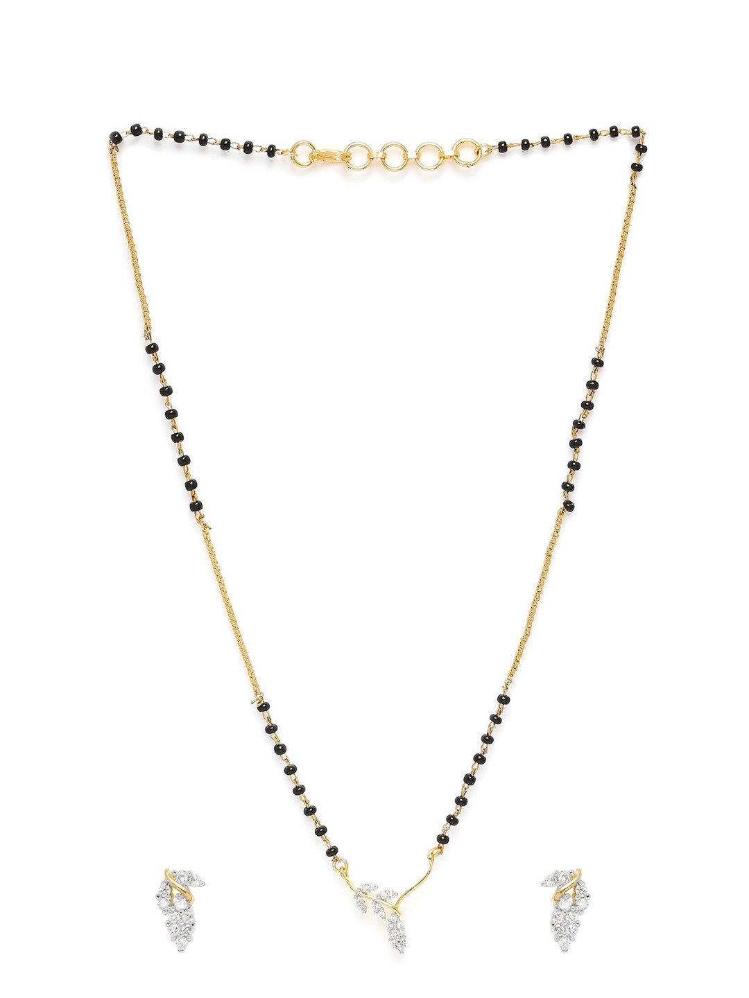 Mahi Gold & Black Shimmering Leaves Mangalsutra Set