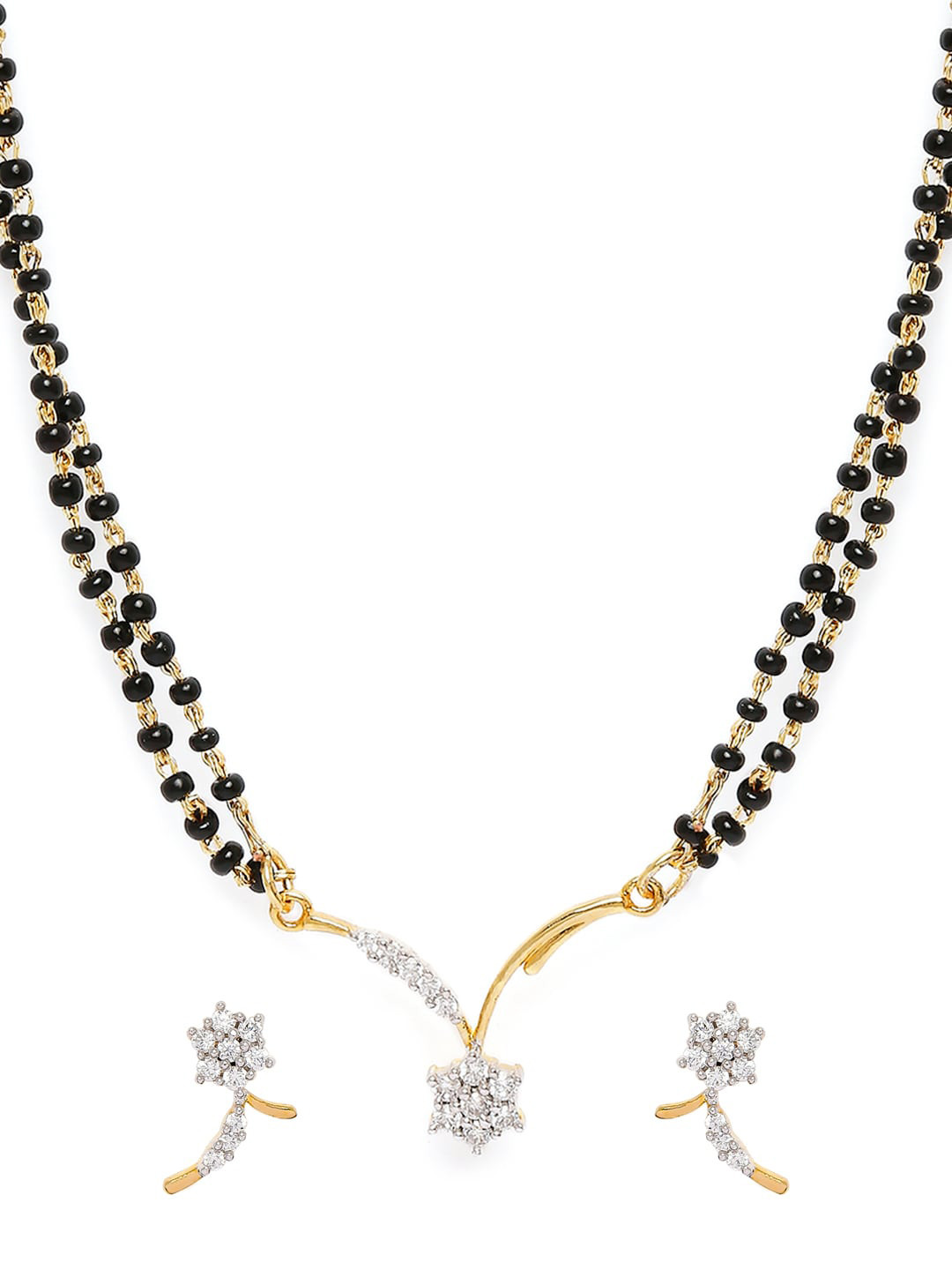 Mahi Black & Gold-Toned Alloy Gold Plated Bunch Mangalsutra Set